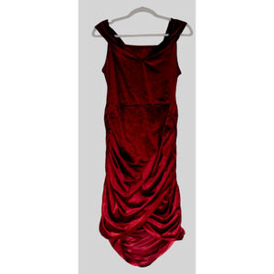 Shein Velour Sweater Dress Womens 8/10 Red Bodycon Ruched Fitting Stretch Sexy